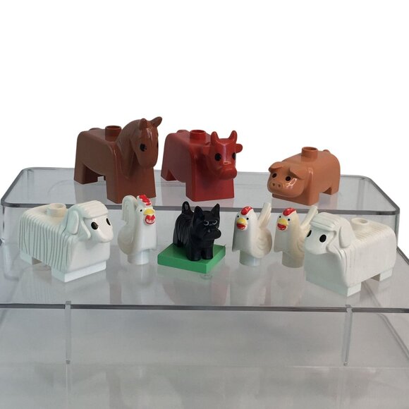 Lego Other - Vtg Lego Duplo Farm Animals Lot Horse Cow Sheep Chickens Scottish Terrier Dog